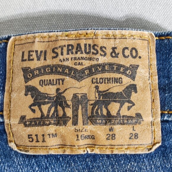 Levi's 511 jeans men's youth size 16 reg / W28/L28 denim blue slim fit straight - Picture 5 of 13